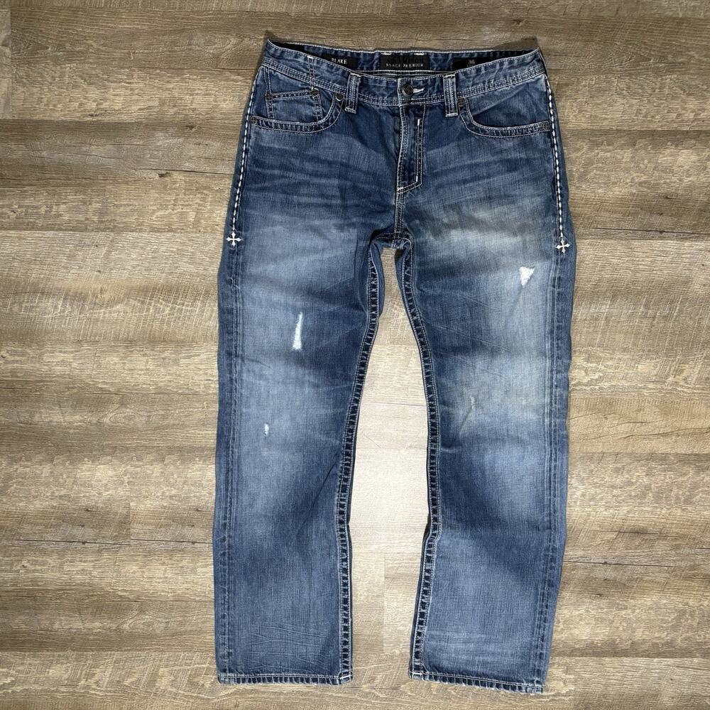 Y2K Affliction Jeans Men's 36X33 Blake Premuim Baggy Embroidered Distressed FLAW